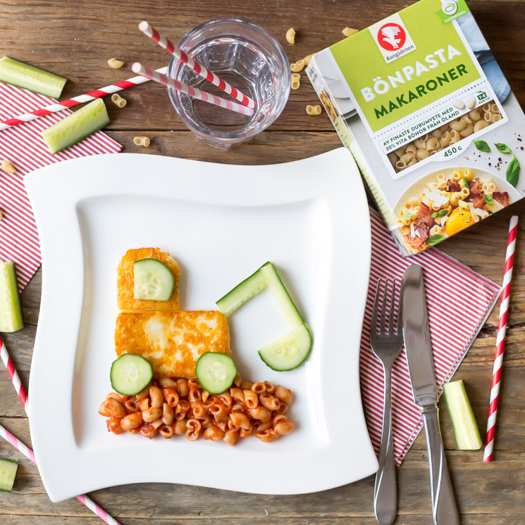 Traktor av halloumi och pasta