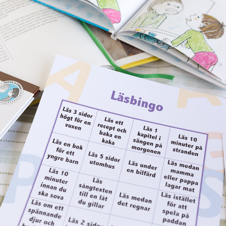 Gratis bingobrickor för städning och läsning